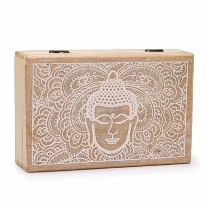 Caja rectangular grande 21.5x14x6.3cm - Cara de Buda Blanco