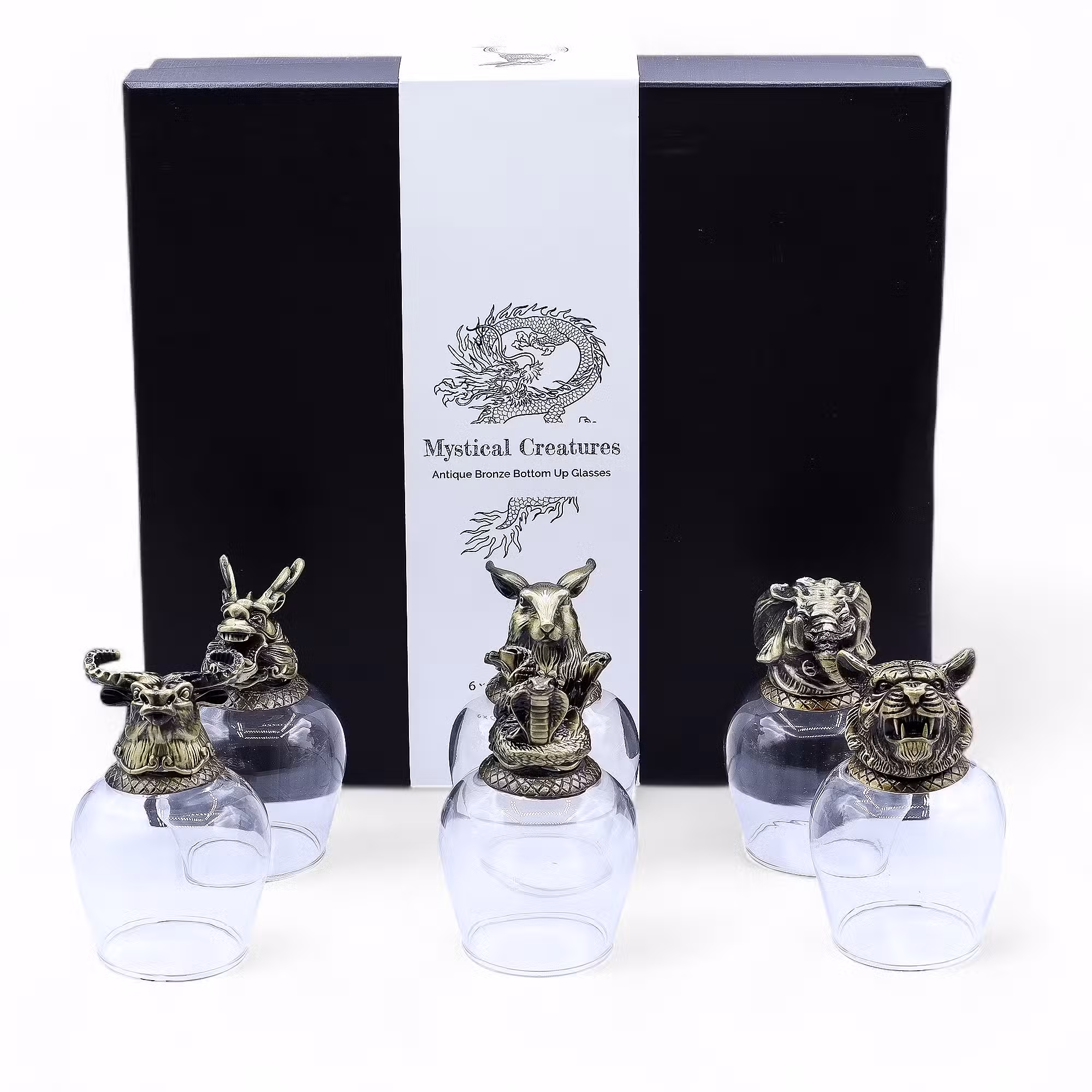 6 vasos (100 ml) - Criaturas Místicas - Bronce Antiguo