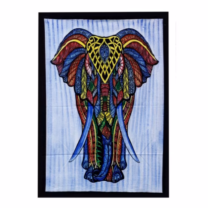 Tapiz en Algodón Pintado a Mano - Elefante 112 x 78 cm.