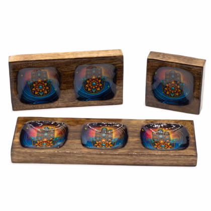 Conjunto de bandejas esmaltadas de mango - Hamsa