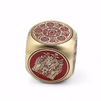 Fortuna Feng Shui - Cubo de Prosperidad Rojo y Latón - Plano
