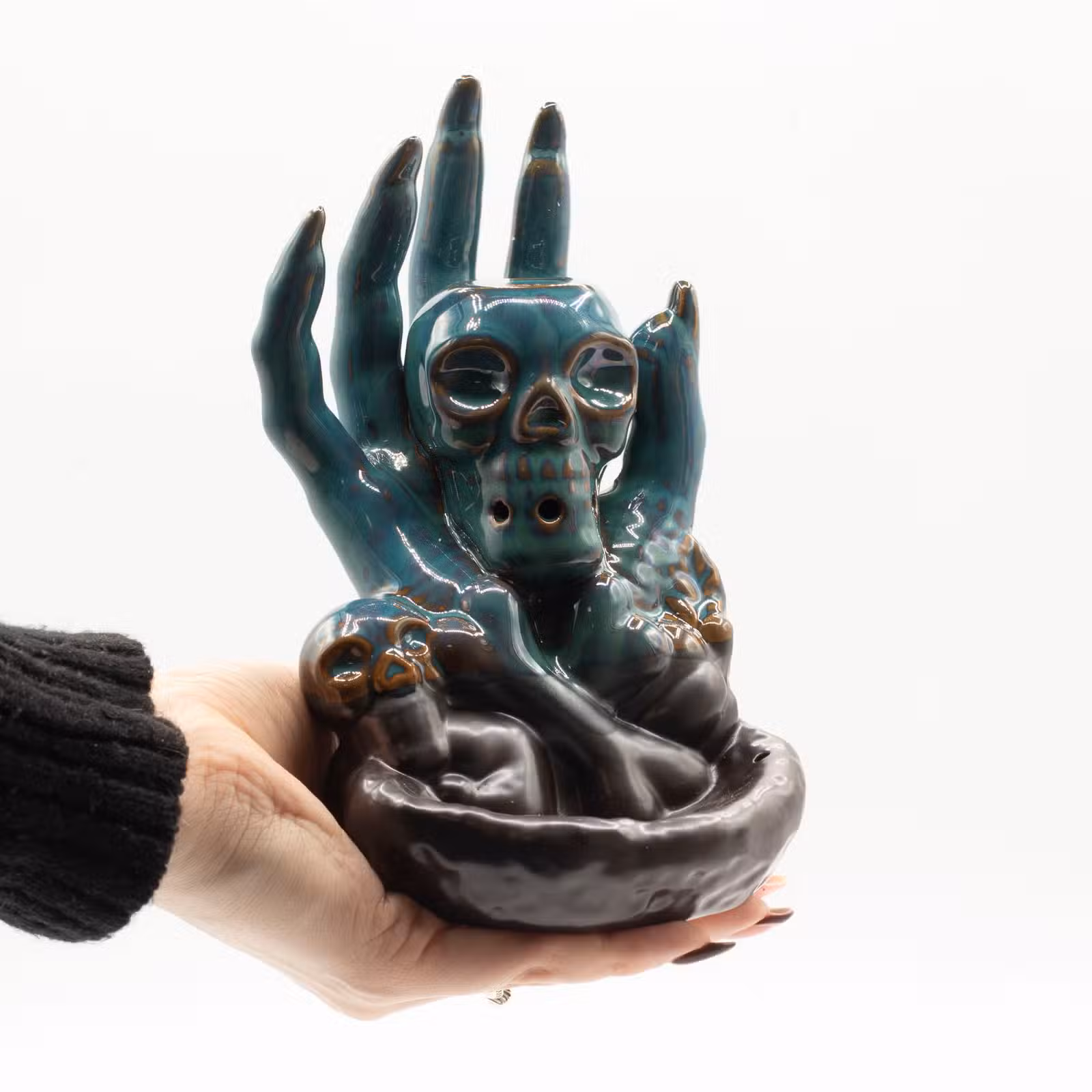 Quemador de incienso Reflujo - Calavera en la mano - Imagen 4