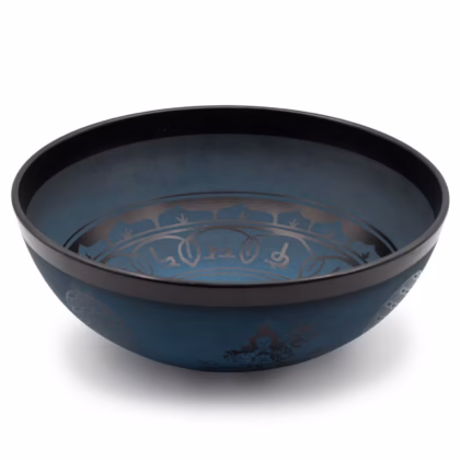 Cuenco tibetano de aluminio - diseño tibetano de doble Dorjy - azul (27 cm)