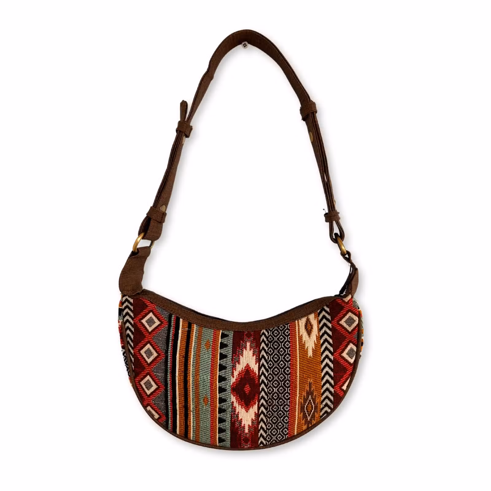 Bolso Hobo de Jacquard - Marrón
