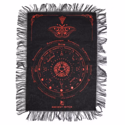 Tela de adivinación con péndulo de bruja - Polilla mística - negro y rojo sangre
