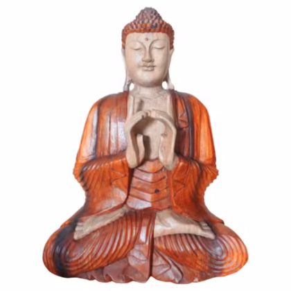 Estatua de Buda Tallada a Mano - 60 cm Dos Manos