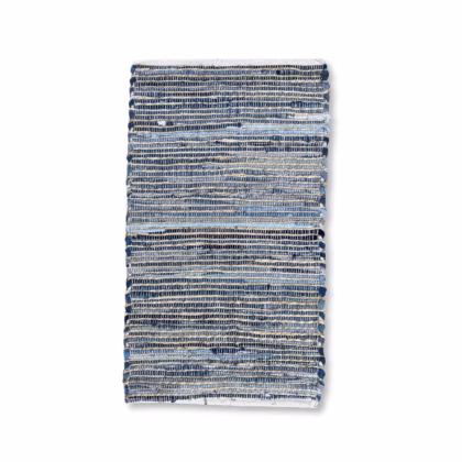 Alfombra de yute de algodón reciclado - 90x150cm - Azul