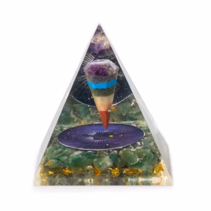 Pirámide de Orgonita - Péndulo - Chips de Aventurina Verde 7x6 cm.