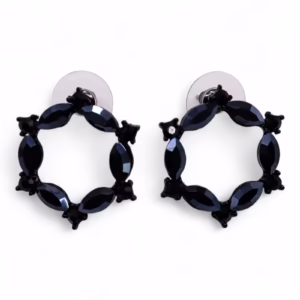 Pendientes de Cristal Vintage - Aro - Negro Azabache