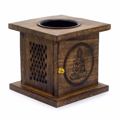 Quemador de caja grande de mango - Buda 12,5x 12,5 cm.