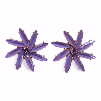 Pendientes de Cristal Vintage - Flores - Lavanda