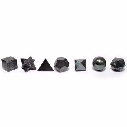 Juego geométrico de siete piezas de ágata negra