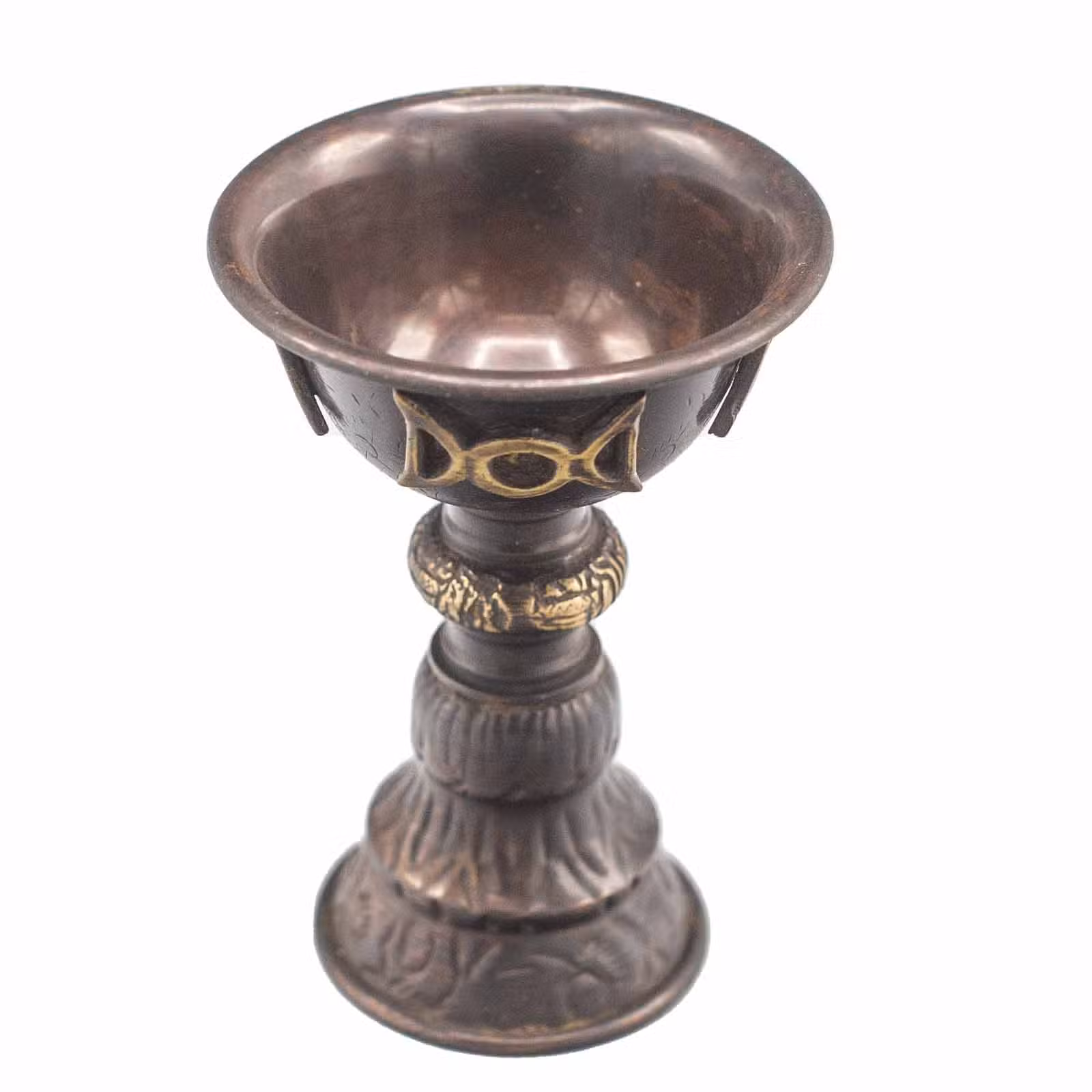 Copa Ritual de Cobre Antiguo con Triple Luna 8x13cm - Imagen 3