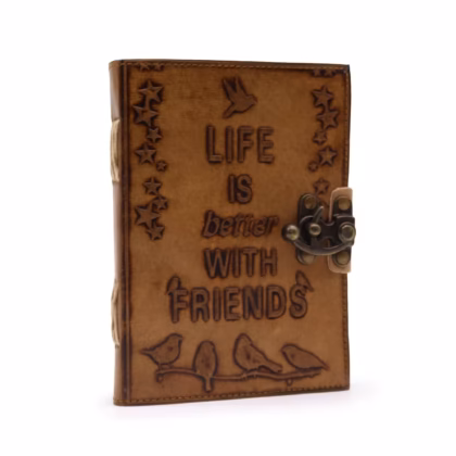 Diario de cuero - La vida es mejor con amigos - 12,5x17,5 cm