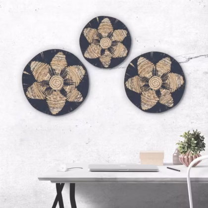 Conjunto de tres Platos de pared tejidos de algas marinas