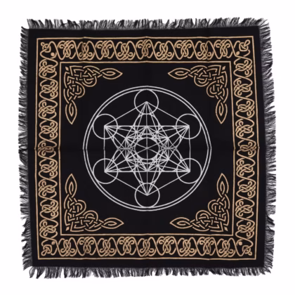 Mantel de altar esotérico con flecos - Gráfico de los chakras