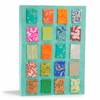 Cuaderno de Lokta grande Mini Tiles – 21x15 cm – 45 Hojas – Turquesa