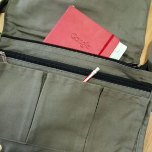 Bolso mensajero de lona de algodón para portátil - oliva