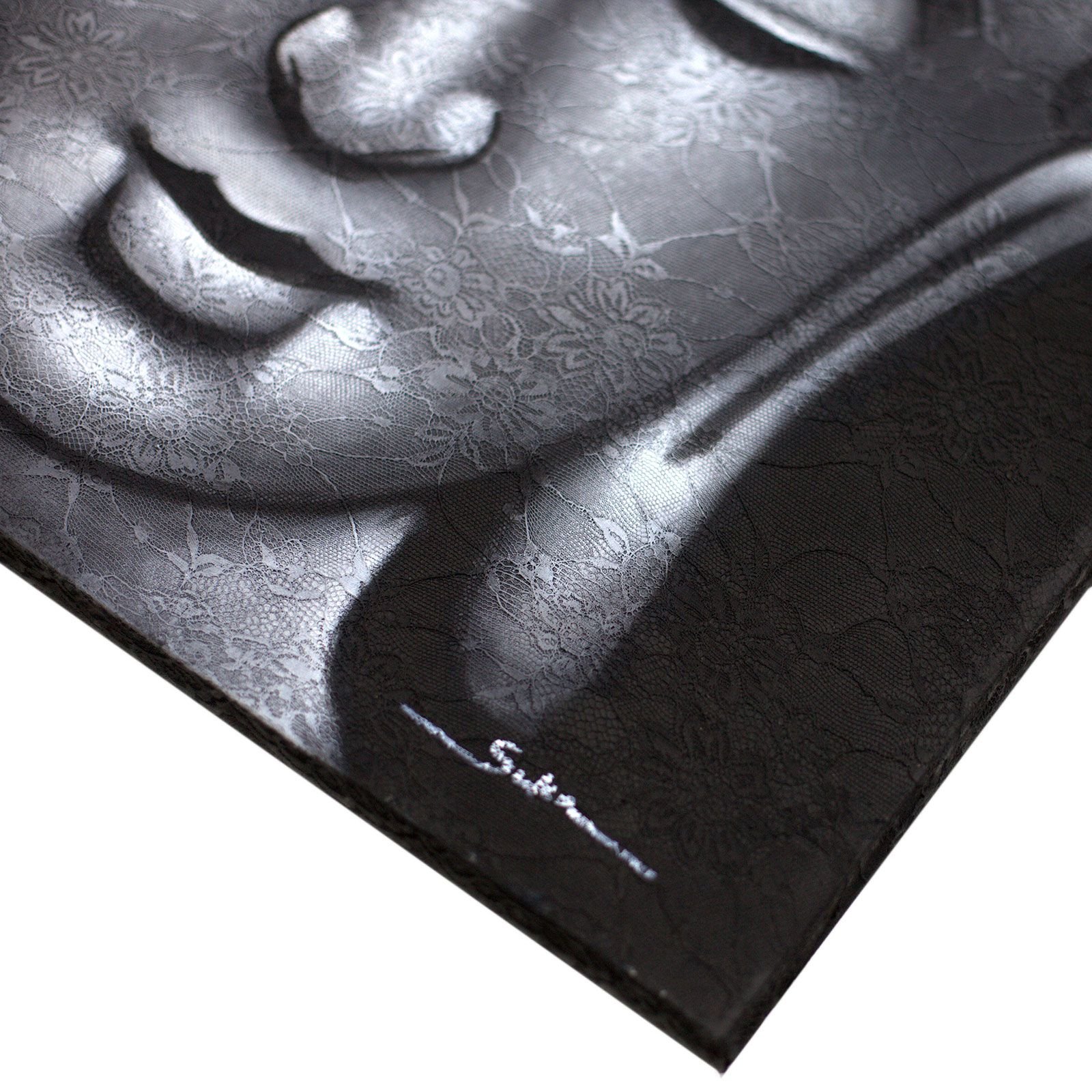 Cuadro de Buda - Detalle de Brocado en Gris - Imagen 2