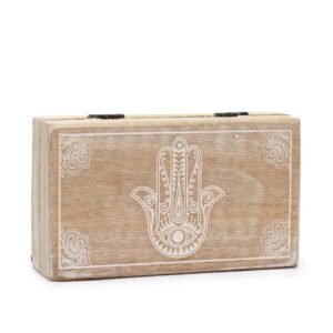 Caja cuadrada mediana 17x10x4,2cm - Hamsa Blanco