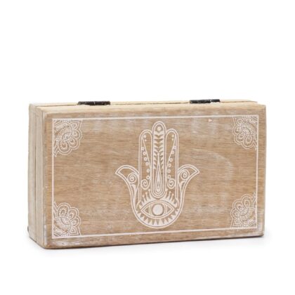 Caja cuadrada mediana 17x10x4,2cm - Hamsa Blanco