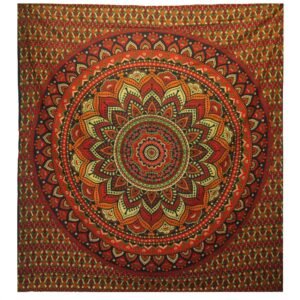 Colcha Doble de Algodón + Colgante de Pared - Mandala Clásico - Verde