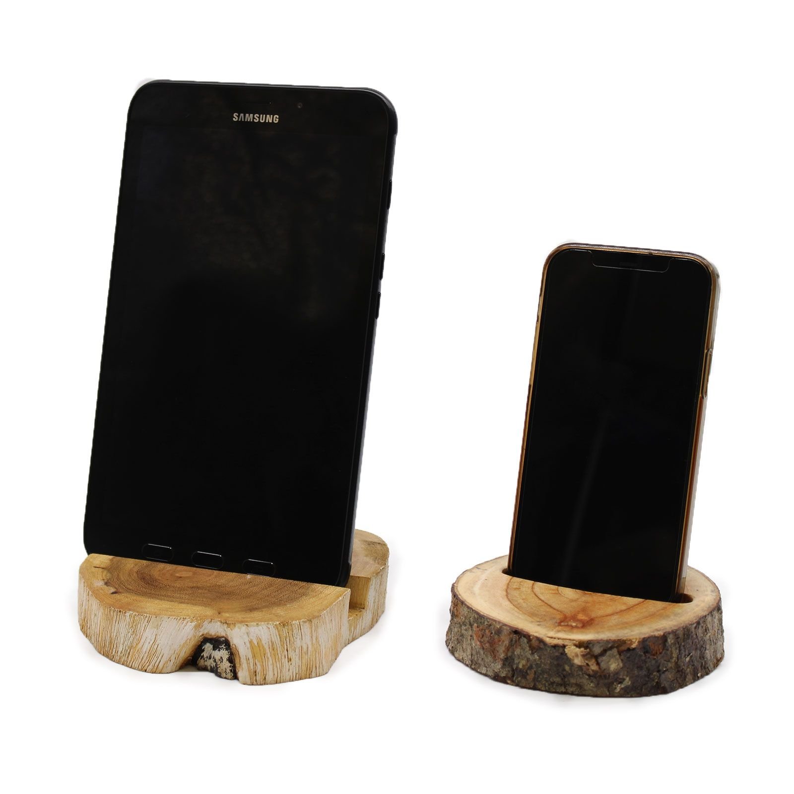 Lrg Gamal Wood Phone Holder - Whitewash - Imagen 3