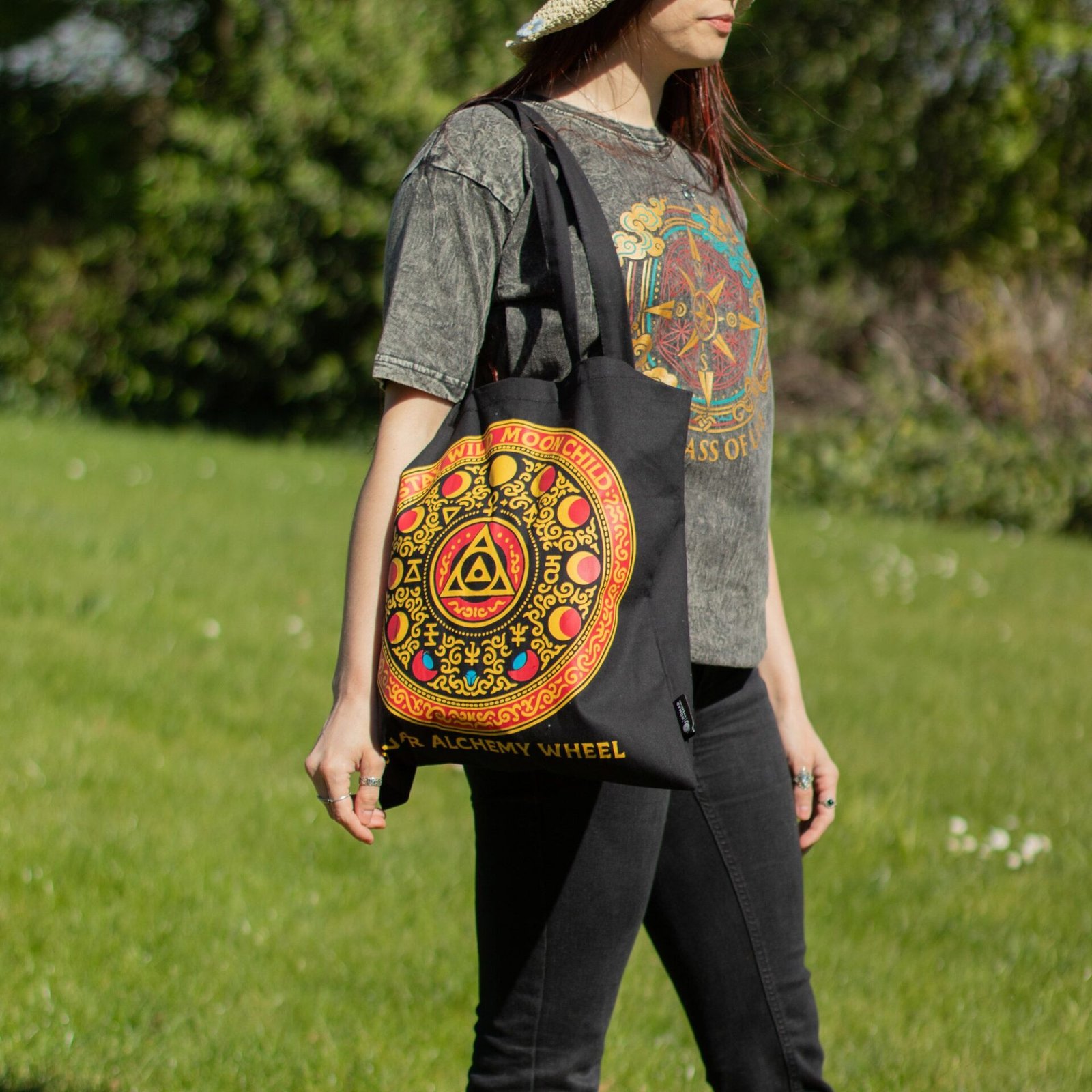 Bolso Tote Icónico Clásico - Luna Alchemy Wheel - Negro 6 oz - Imagen 7