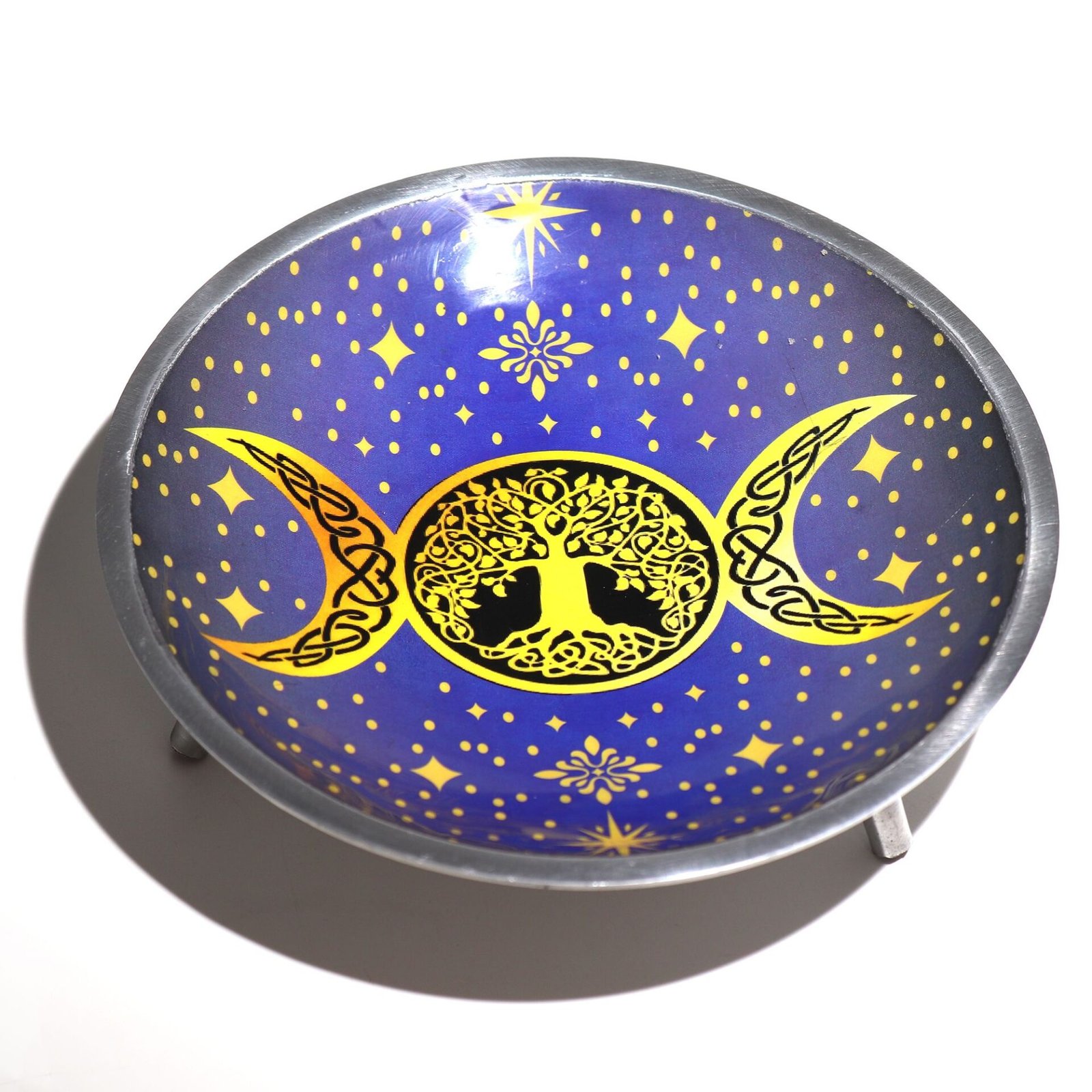 Plato de ofrendas esmaltado de tres patas - Luna triple morada - Imagen 2