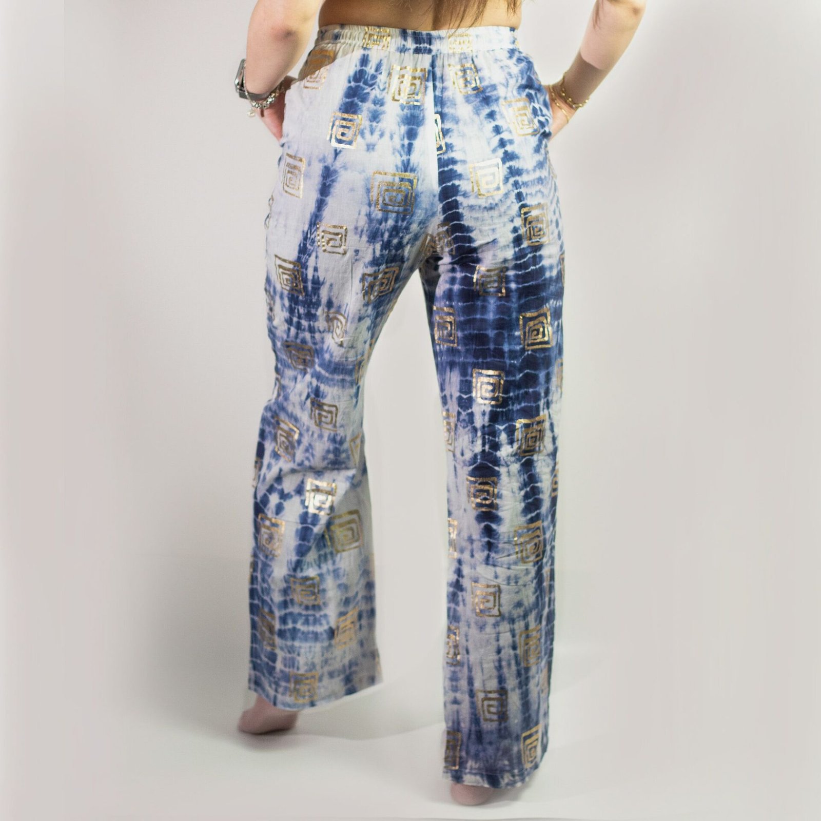 Pantalones - Motivo Griego en Oro y Azul (L-XL) - Imagen 11