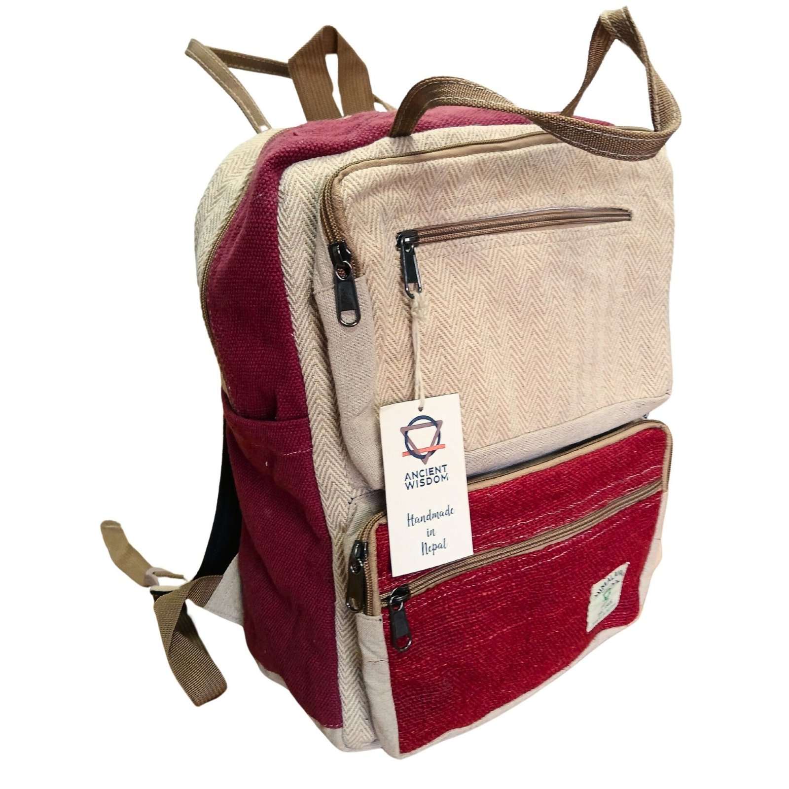 Mochila grande de cáñamo - Vino y crema - Imagen 3