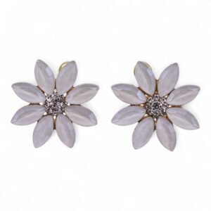 Pendientes de Cristal Vintage - Flores - Perla