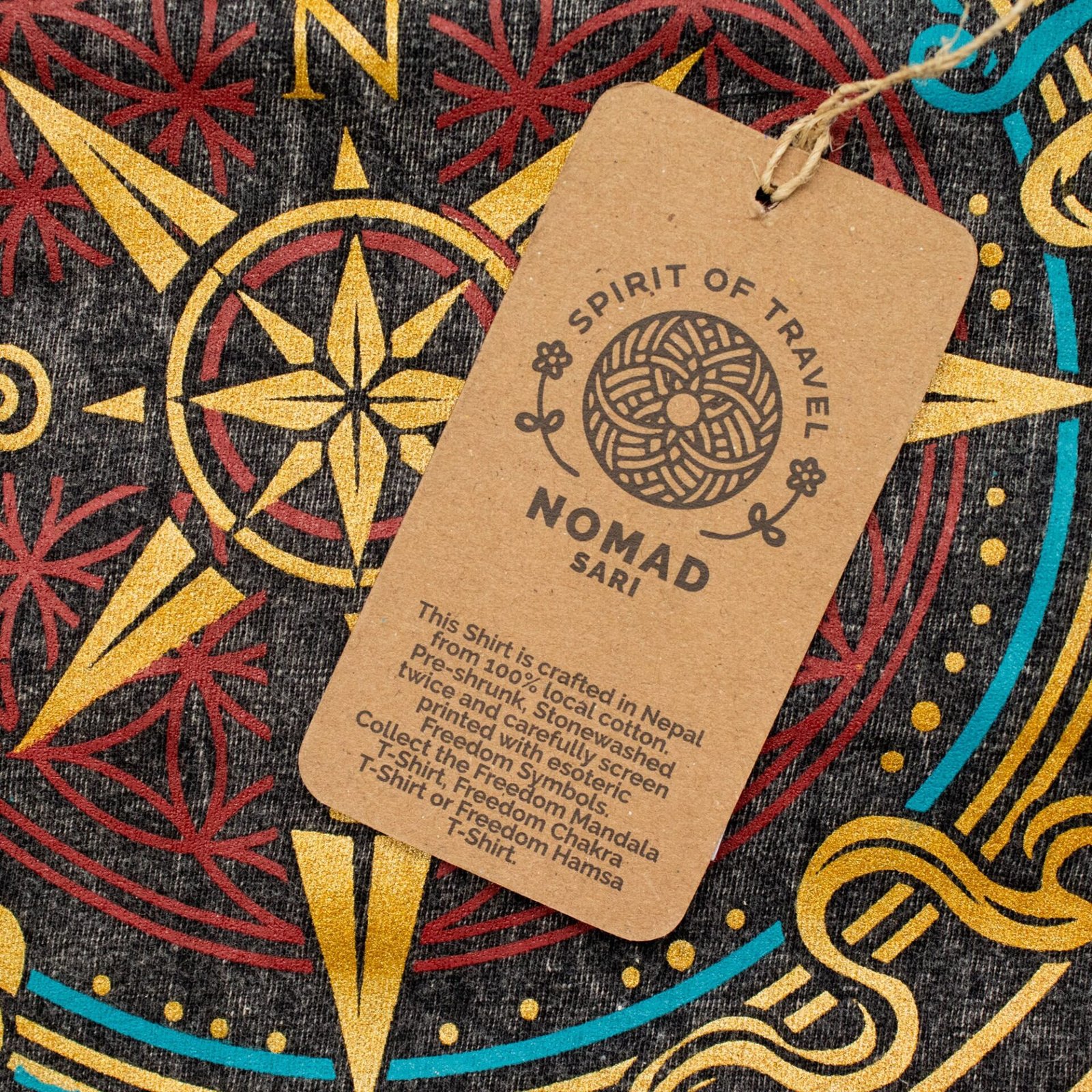 Nomad Sari Camiseta de algodón lavado a la piedra - Brújula de la Vida - Gris carbón - XL - Imagen 4