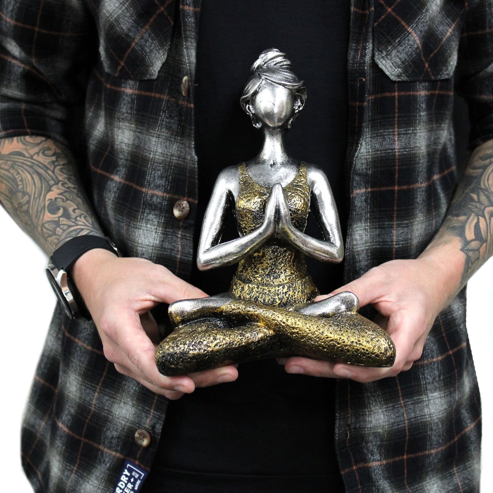 Yoga Lady Figure - Bronze & Black 24cm - Imagen 4