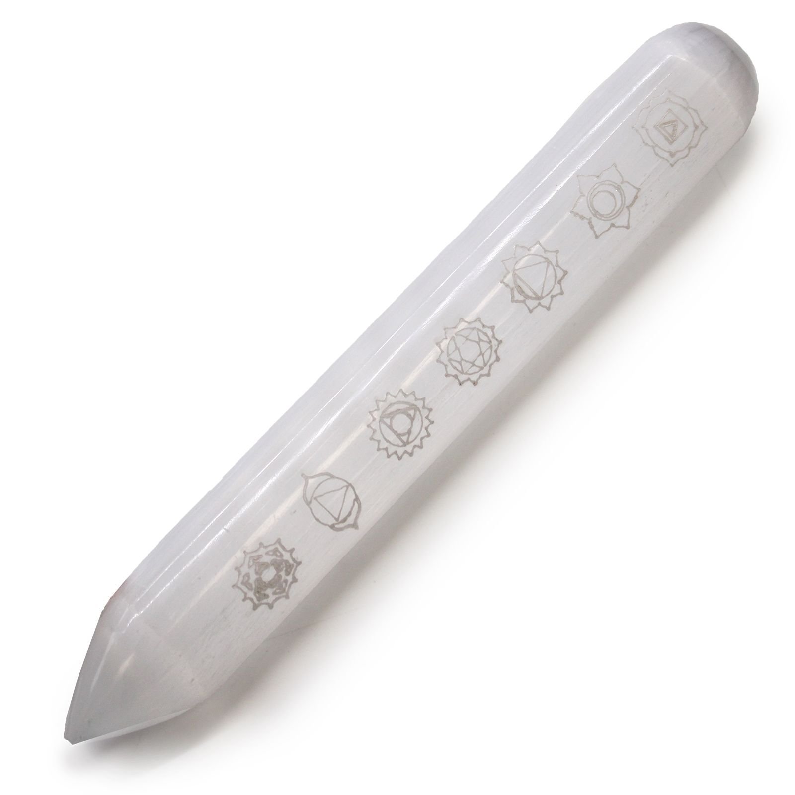 Varita Selenita - 16 cm (Punto uno Extremo) 7 Chakra - Imagen 2