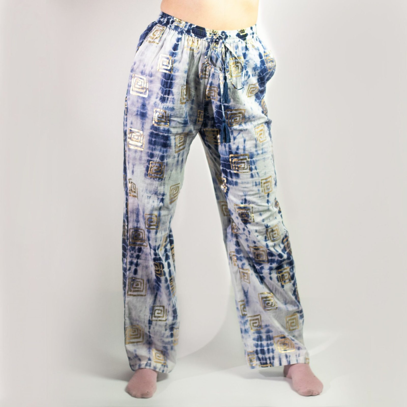 Pantalones - Motivo Griego en Oro y Azul (L-XL) - Imagen 4