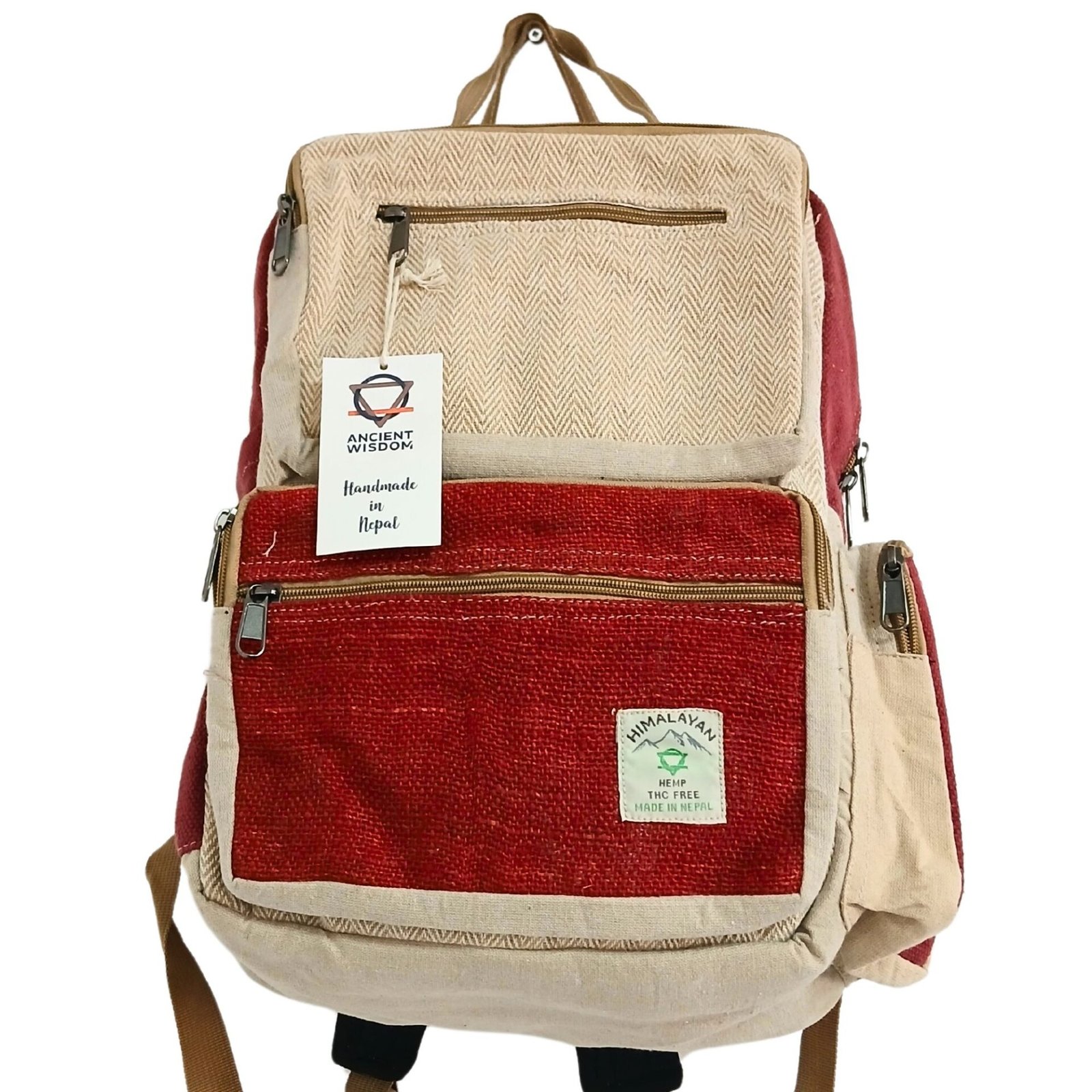 Mochila grande de cáñamo - Vino y crema - Imagen 2