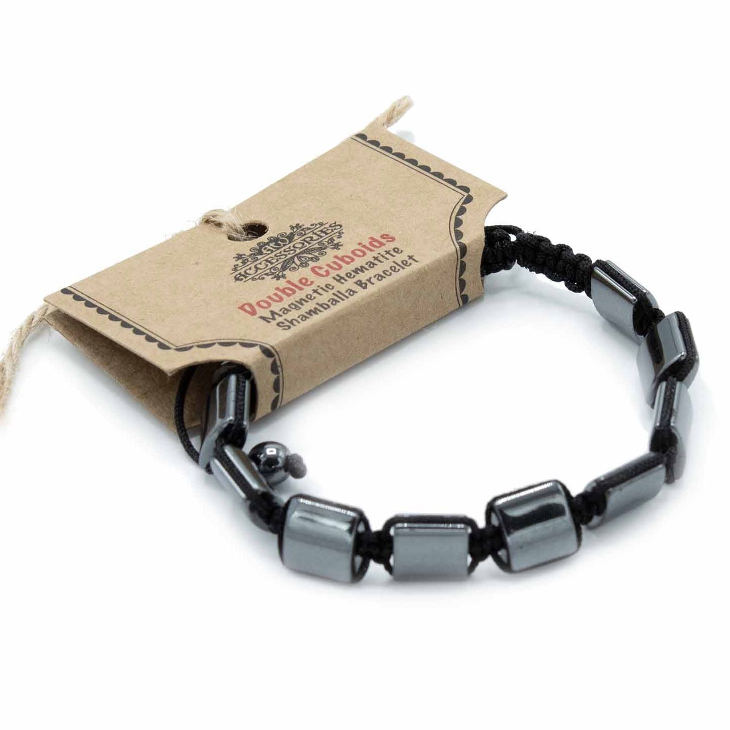 Pulsera Magnética Shamballa de Hematita - Cuboides Dobles