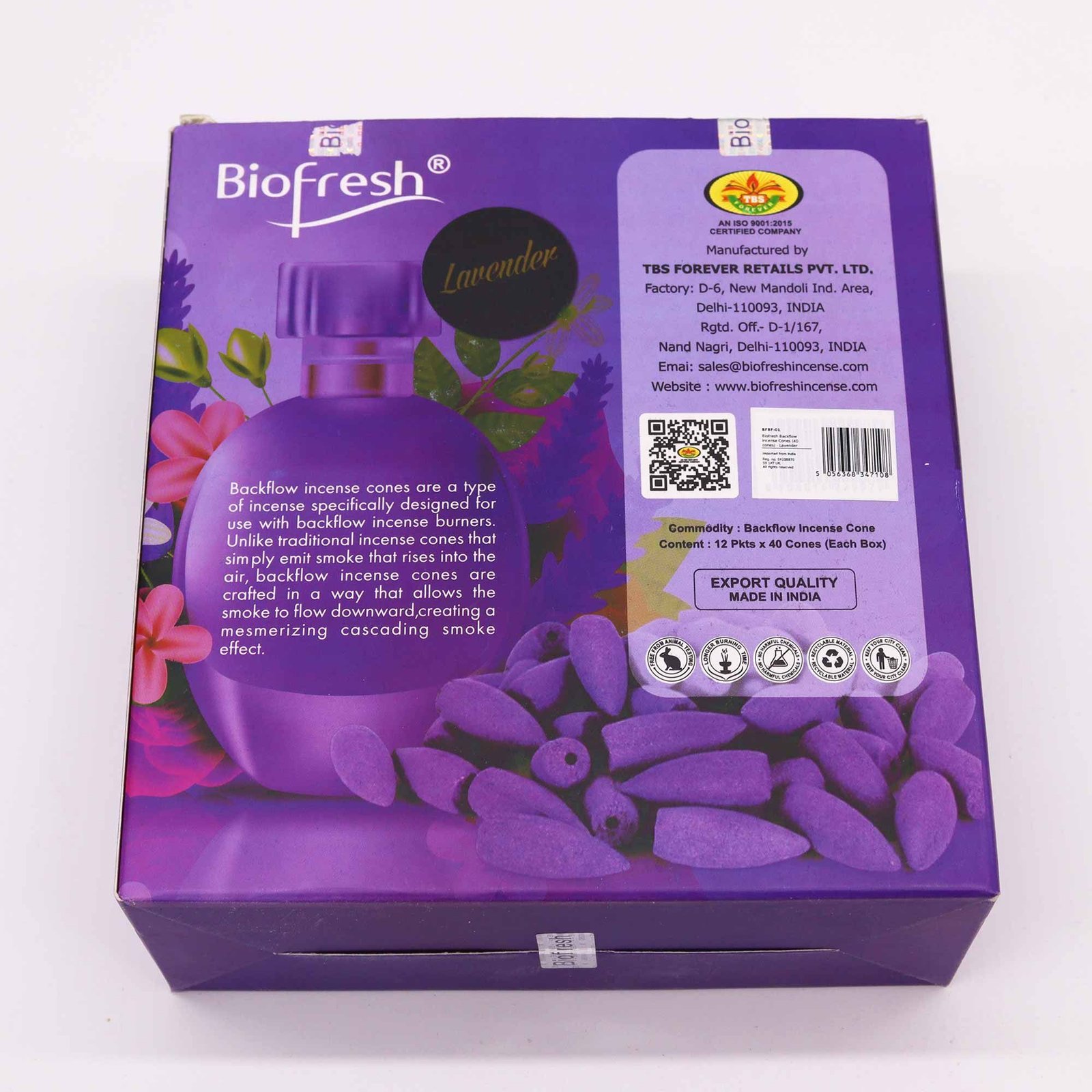 Conos de Incienso de reflujo Biofresh Backflow (40 conos) - Lavanda - Imagen 5