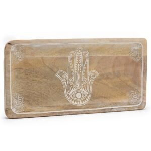 Bandeja larga 30x15x2,5cm - Hamsa Blanco