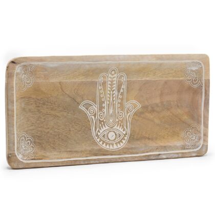 Bandeja larga 30x15x2,5cm - Hamsa Blanco