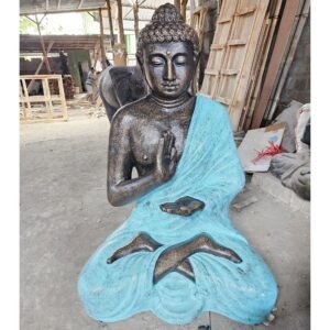 Gran Buda de Turquesa y Piedra Meditación en Stupa - 1.5m