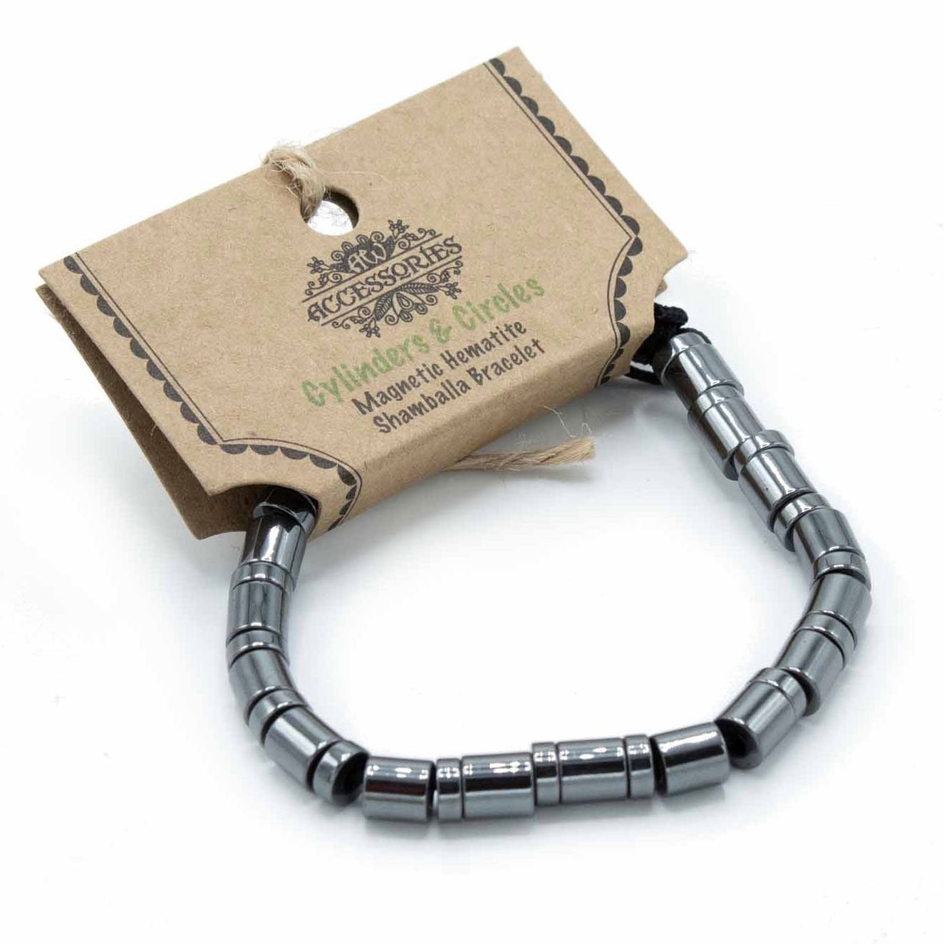 Pulsera Magnética Shamballa de Hematita - Círculos y Cilindros - Imagen 2
