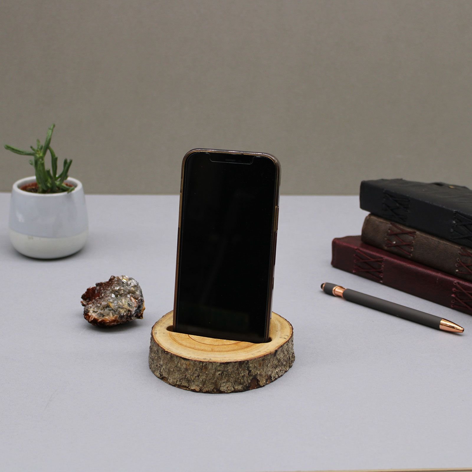 Small Log Phone Holder (slot) - Natural - Imagen 2
