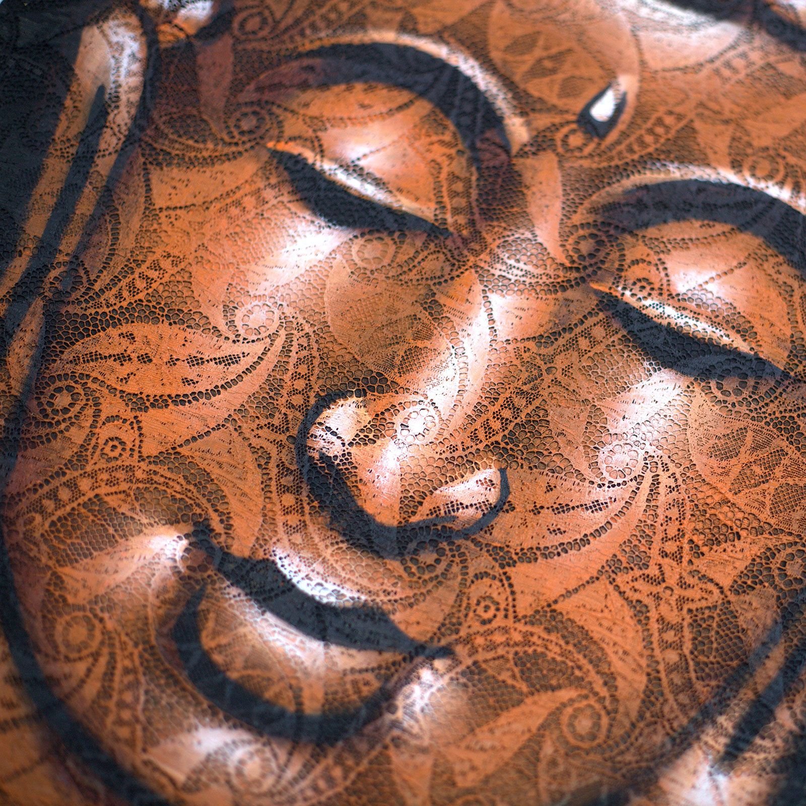Cuadro de Buda - Detalle de Brocado en Cobre - Imagen 2