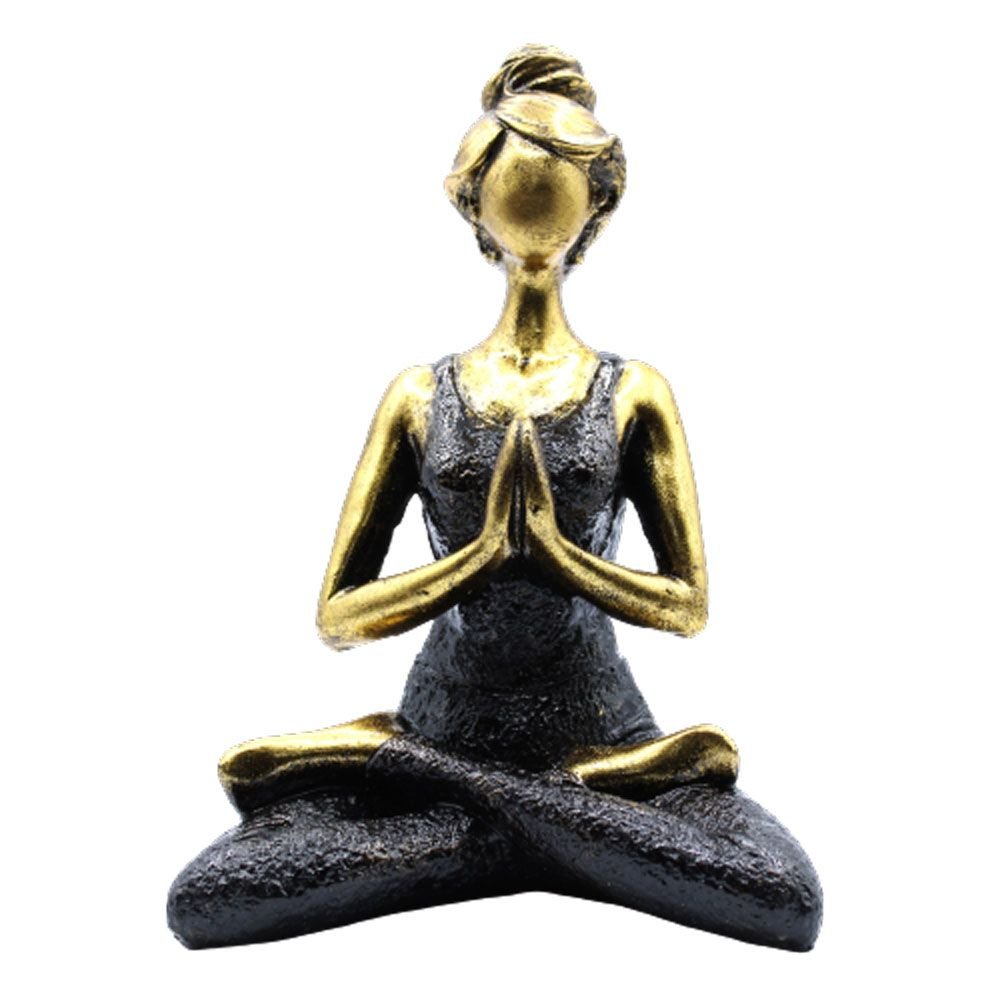 Yoga Lady Figure - Bronze & Black 24cm - Imagen 3