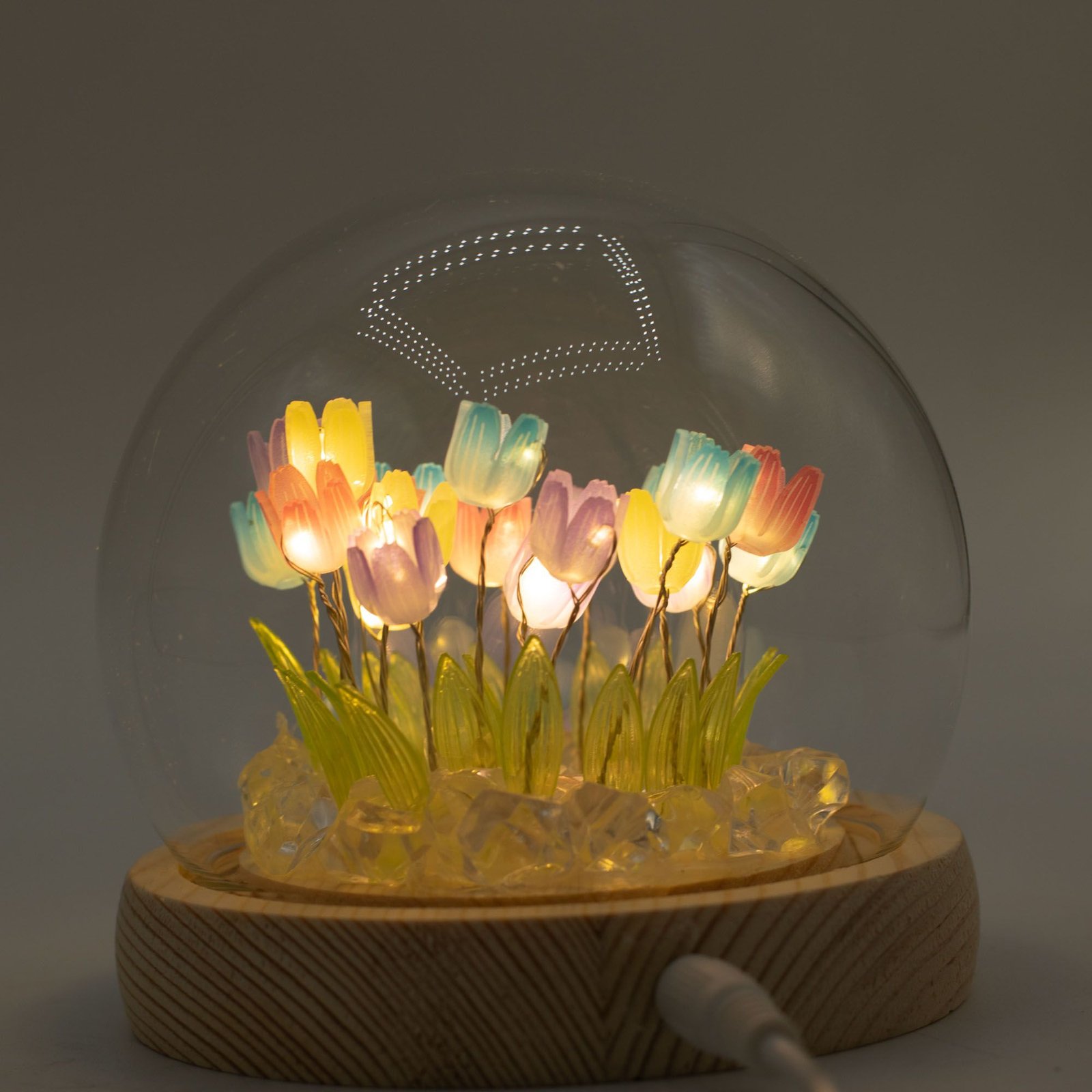 Domo de jardín Floral Glow - 20 tulipanes multicolor - LED USB - Imagen 7