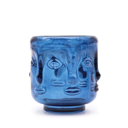 Portavelas con cara de Buda - Azul real