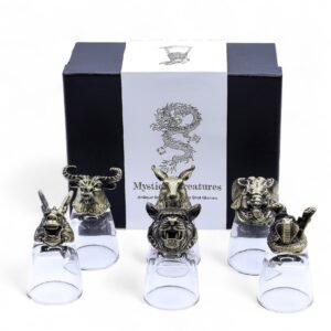 6 vasos de chupito (50 ml) - Criaturas Salvajes del Bosque - Bronce antiguo