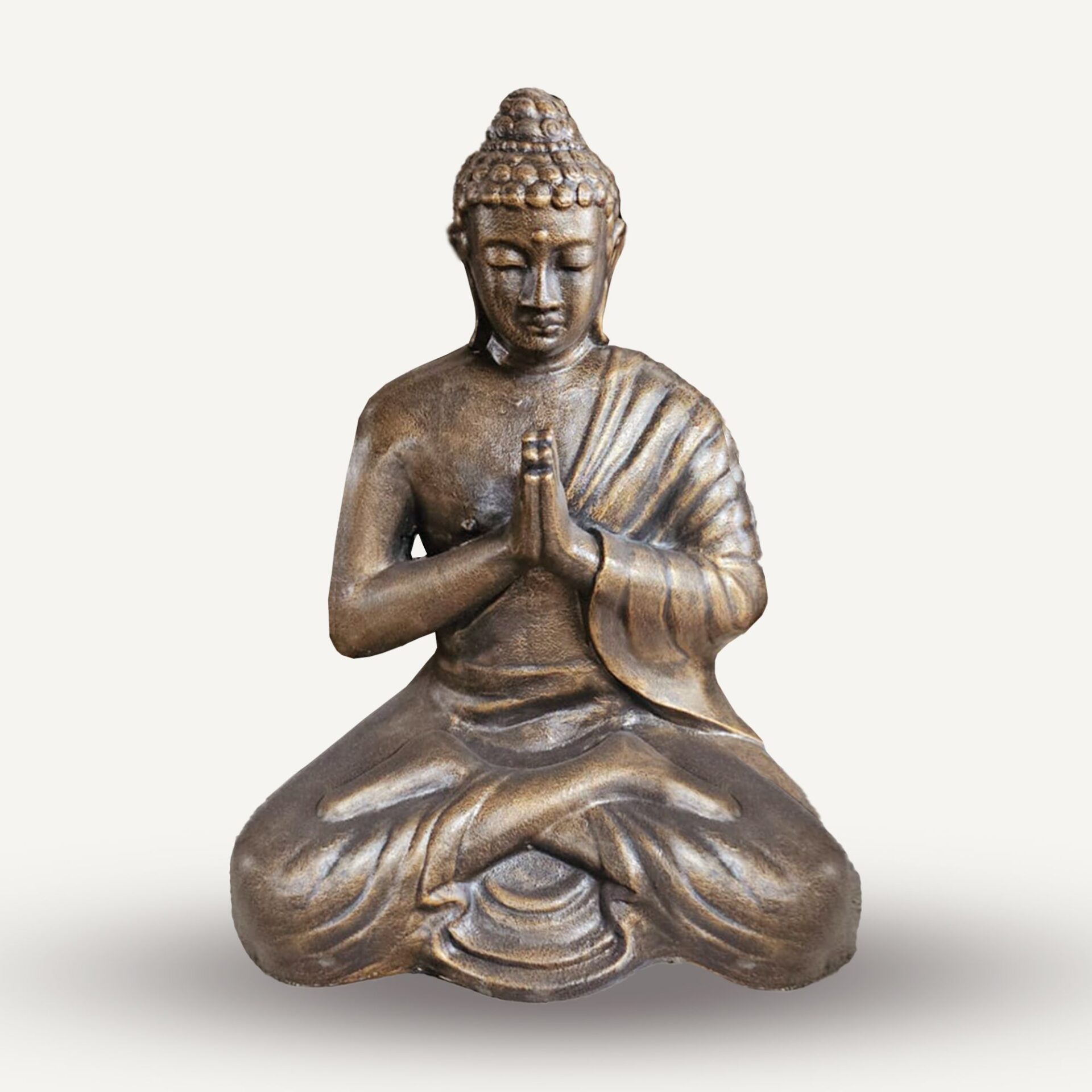 Estatua de Buda Orando en Oro Antiguo Grande - 1.2m de Altura